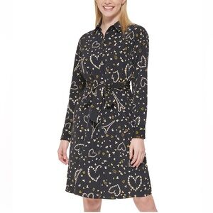Karl Lagerfield Womens Logo-Print Belted Shirtdress